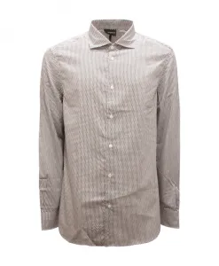 Рубашка прямого кроя с узором онде Armani, белый