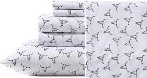 Wrangler Комплект постельного белья "Черепа быка", черный, 160x200 см, ультрамягкий, немнущийся, с глубокими карманами: простыня, натяжная простыня, наволочки.