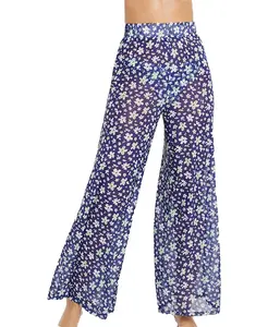 Женские прозрачные пляжные брюки с цветочным принтом LSCN by LASCANA, синий