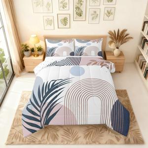 Erosebridal Комплект постельного белья в стиле бохо с геометрическим принтом, розовый и голубой, Pink and Blue