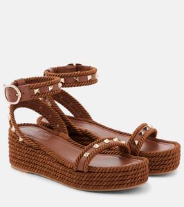 Кожаные эспадрильи Rockstud Torchon Valentino Garavani, Tabacco