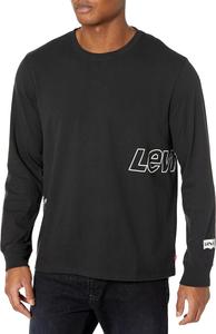 Мужская свободная футболка с длинным рукавом Levi's с графическим принтом, Double Oblique Logo Caviar