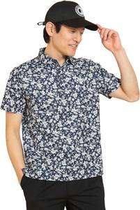 Мужская поло-рубашка Callaway C25134112 с коротким рукавом (цветочный принт, впитывающая влагу, быстросохнущая), для игры в гольф, темно-синий