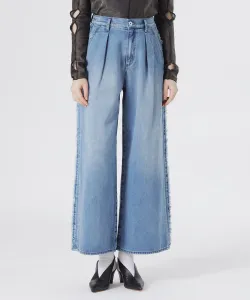 Широкие джинсы с бахромой по бокам Loveless, цвет Sax Blue 4