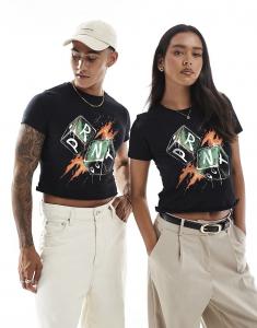 Футболка Arizona Dice спереди с принтом ww crop черного цвета PRNT