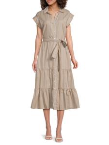 Платье-рубашка из полосатого хлопка Tommy Hilfiger, цвет Sand Multi