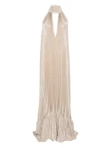 Платье с плиссированными оборками L'Idée, бежевый