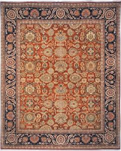 Ковер SAFAVIEH, 305 x 427 см, Old World Collection, Salmon & Navy, ручной работы традиционный восточный шерстяной, идеально для помещений с высокой проходимостью в гостиной, спальне (OW120A)