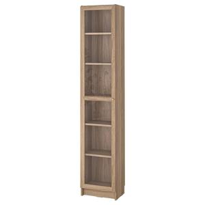 Книжный шкаф со стеклянной дверцей BILLY/OXBERG IKEA, 40x30x202 см, цвет oak effect/clear glass