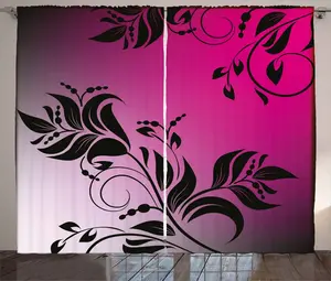 Шторы ABAKUHAUS в стиле шебби-шик в деревенском стиле, викторианская ветвь, универсальные ленточные шторы для гостиной с петлями и крючками, 280 x 245 см, пурпурно-черный Abakuhaus