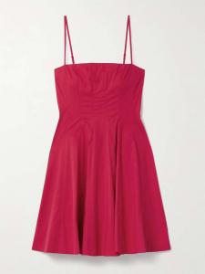 Мини-Платье Wylie из хлопковой смесовой поплиновой ткани Staud, фуксия
