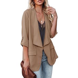 Женский длинный пиджак с длинными рукавами и карманами Xuba, Khaki