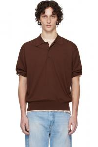 Коричневое поло из хлопка высокой плотности AURALEE