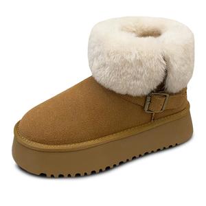 Теплые, износостойкие, нескользящие, короткие зимние ботинки для женщин WENPU, Antelope Brown