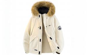 Пуховик женский с капюшоном утепленный карго WARRIOR, темно-кремовый белый[free diy brand merch included]