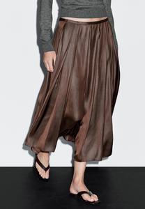 Юбка Massimo Dutti PLEATED MIDI, Mottled Dark Brown