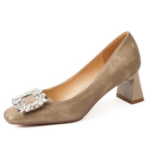 Туфли на платформе с массивным каблуком 5,5 см женские абрикосовые Qiandongmeili