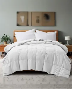 Легкое, очень мягкое одеяло из пухового и перьевого волокна с плотностью плетения 360 нитей, размер Full/Queen Unikome, белый