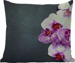 Подушка для улицы - Орхидея - Цветы - Розовый - Флора - 60x60 см - Устойчива к погодным условиям - Подушка для отдыха - Декоративная - Подушка для сна MuchoWow