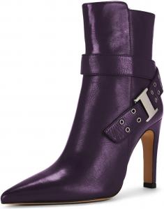 Женские ботильоны Pazzion с закрытым заостренным носком, высокие на каблуке, с перекрестным ремешком, боковой молнией и тонким каблуком. Короткие модные ботинки для платьев и работы, размеры 4-16 US, Purple