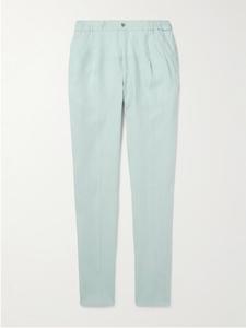 Прямые льняные брюки на завязках RUBINACCI, синий