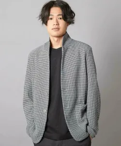 Жаккардовый жакет с вафельной отделкой и воротником-стойкой Union Station, цвет White X Black