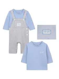 Комплект из комбинезона и шапки с нагрудником Kenzo Kids, синий