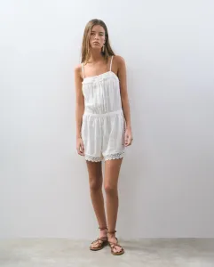 Женский короткий топ с бретелями и вышивкой Brownie, белый