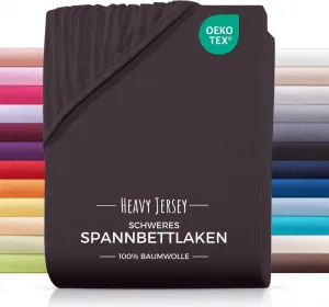 Простыня на резинке из плотного джерси 130x200 коричневого цвета Carpe Sonno