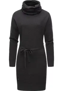 Платье-свитшот в стиле рэгвир "Babett Dress Intl.", теплое зимнее платье с широкой водолазкой Ragwear, серый