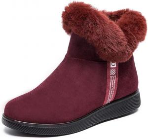 Женские искусственные ботильоны King Ma, теплые зимние снегоступы, замшевые плоские ботильоны, Burgundy