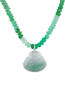 Колье из белого золота с камнями Jia Jia, зеленый