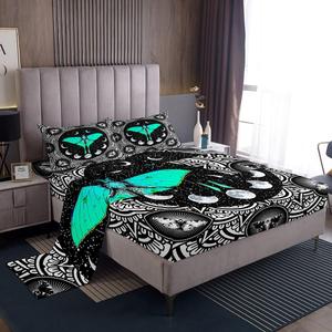 Erosebridal Комплект постельного белья Gothic Moth Bohemian Moon Stars Spooky Halloween черно-белый, Multi 5