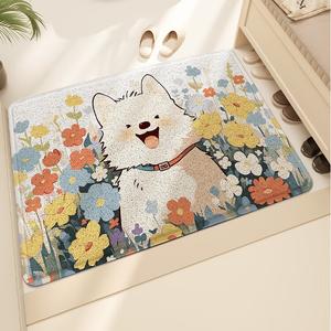 Dajiang Ковер 80х150 см для прихожей, грязеотталкивающий с рисунком "Счастливая собака в саду", износостойкий, не требует ухода