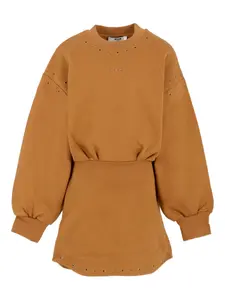 Платье с длинными рукавами и отделкой MSGM Kids, коричневый