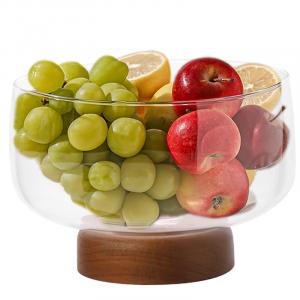 Тарелка KAWASIMAYA, Acacia Raised Base Fruit Bowl Large Size (Transparent)