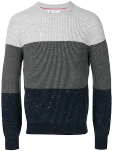 Полосатый трикотажный свитер Brunello Cucinelli, серый