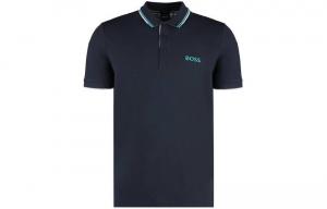 Футболка поло с вышитым логотипом Boss HUGO BOSS, морской синий