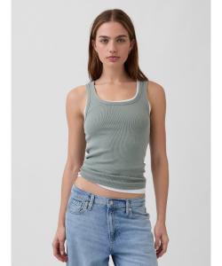 (W) Топ с ребристым вырезом-лодочкой