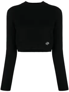 Укороченный джемпер с нашивкой-логотипом PATOU, черный