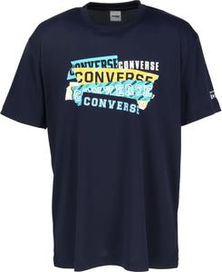 Баскетбольная футболка с коротким рукавом и принтом, влагоотводящая, быстросохнущая, CB242357 Converse, темно-синий