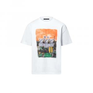 Футболка из хлопка с графическим принтом Louis Vuitton, белый