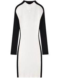 Courrèges платье мини в рубчик с контрастной оправе, черный