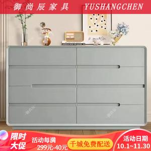 Yu Shangchen Комод 100х40х86 см для гостиной и спальни из массива дерева в итальянском стиле, 8 ящиков, серый