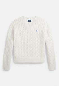 Джемпер Polo Ralph Lauren CABLE-KNIT COTTON V-NECK SWEATER 7-14Y, Deckwash White/White