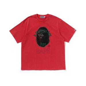 Футболка Bape Garment Dye Rhinestone Ape Head расслабленного кроя A BATHING APE, красный