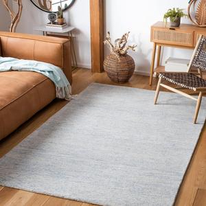 Ковер SAFAVIEH, 183 x 183 см, Metro Collection, Blue & Ivory, ручной работы из шерсти, идеален для помещений с высокой проходимостью в гостиной, спальне (MET867M)