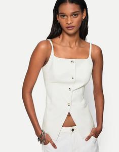 Жилет Bershka с квадратным вырезом белого цвета