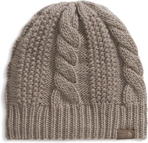 The North Face женская шапка Oh Mega Lined Beanie | Deep Fit, с отворотом, зимняя шапка с мягкой вязкой "косичкой" и флисовой подкладкой, Mocha Brown
