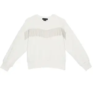 Детская толстовка Sanctuary с бахромой, длинными рукавами, белая, GBO277